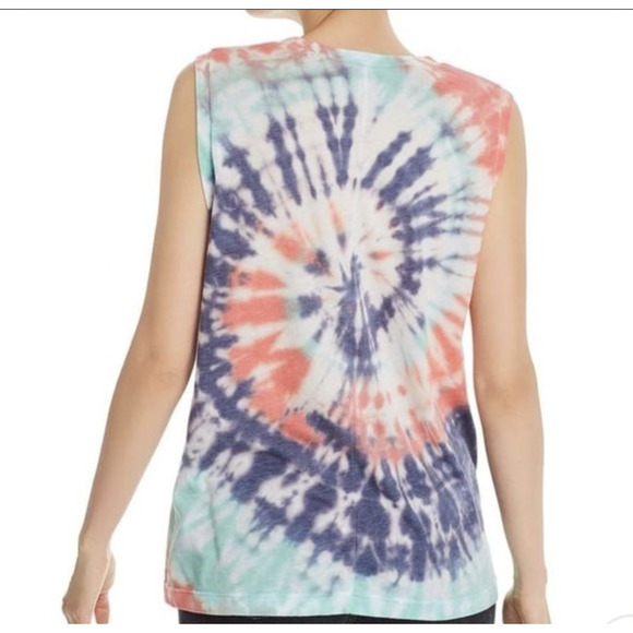 Wildfox Eat Pie Tie Dye Tank Top Muscle T-Shirt Graphic Multicolor NWT XS - Picture 2 of 10